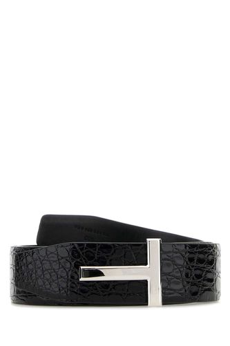 Tom Ford Black Leather T Icon Belt - Tom Ford - Modalova