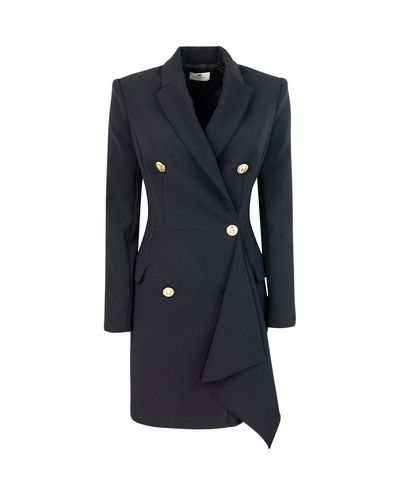 Double-breasted Ruffled Coat Dress - Elisabetta Franchi - Modalova