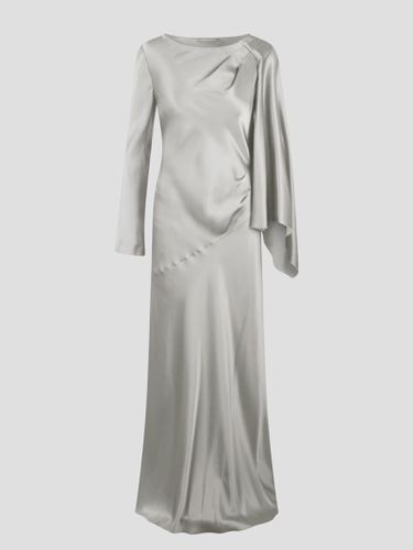 Long Dress With Draped Detail In Silk Woman - Alberta Ferretti - Modalova