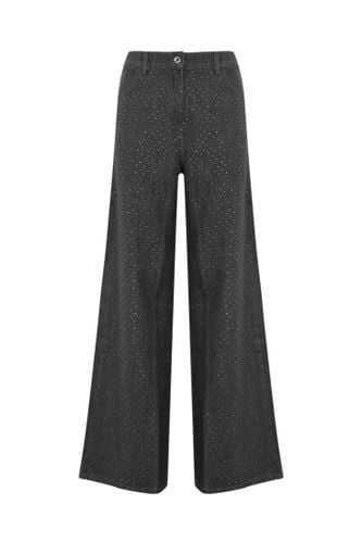 Wide Leg Jeans With Rhinestones - Patrizia Pepe - Modalova