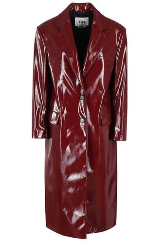 Faux-leather Buttoned Straight Hem Coat - MSGM - Modalova