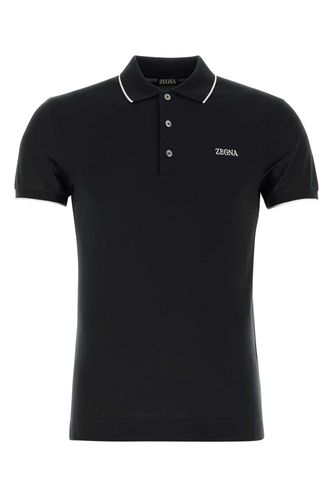 Black Stretch Piquet Polo Shirt - Zegna - Modalova