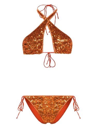 Sequin Embellished Crossed Bikini Set - Oseree - Modalova