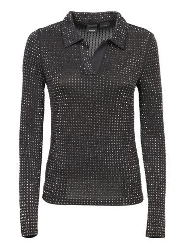 Pinko Black Rhinestone Polo Shirt - Pinko - Modalova