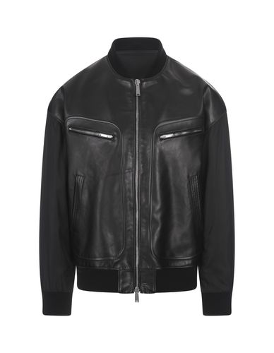 Western Aviator Leather Jacket - Dsquared2 - Modalova