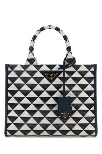 Embroidered Fabric Small Symbole Shopping Bag - Prada - Modalova