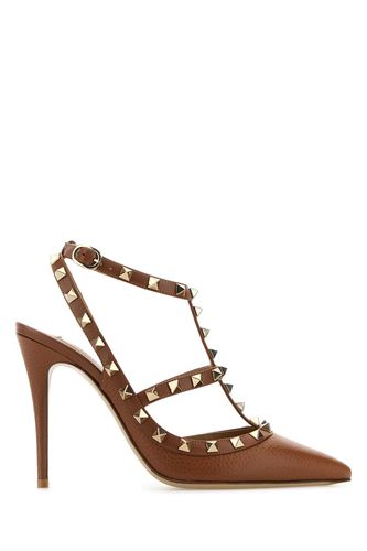 Brown Leather Rockstud Pumps - Valentino Garavani - Modalova