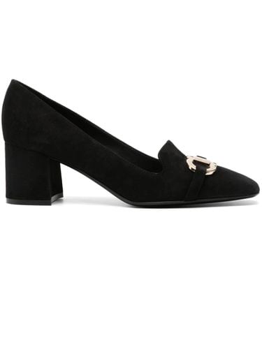 Ferragamo Black Suede Gancini Pumps - Ferragamo - Modalova