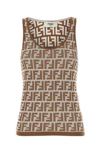 Embroidered Stretch Cotton Tank Top - Fendi - Modalova