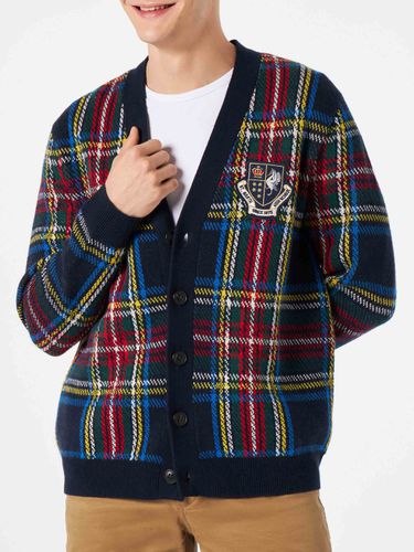 Man Tartan Knitted Cardigan With Patch - MC2 Saint Barth - Modalova