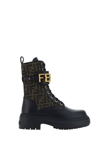 Fendi Graphy Leather Biker Boots - Fendi - Modalova