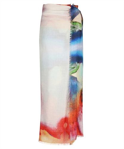 Ivory And Red Solarised Print Shawl - Alexander McQueen - Modalova