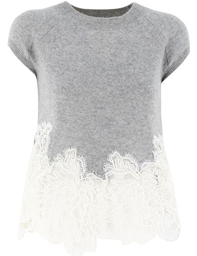 Cashmere Top With Lace Insert - Ermanno Scervino - Modalova