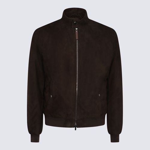 Canali Black Leather Jacket - Canali - Modalova