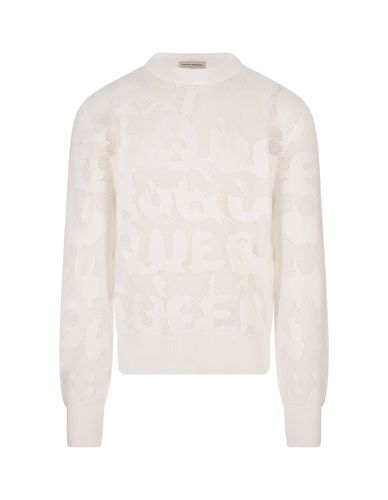 Perforated Sweater With Mcqueen Graffiti Motif - Alexander McQueen - Modalova