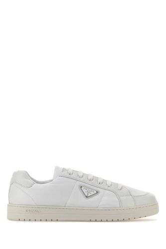 White Re-nylon And Nappa Leather Downtown Sneakers - Prada - Modalova