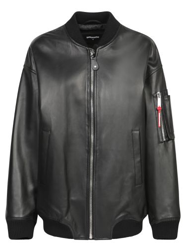 Dsquared2 Leather Oversize Bomber - Dsquared2 - Modalova