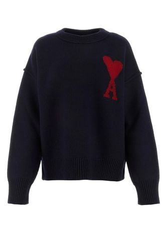 Navy Wool Sweater - Ami Alexandre Mattiussi - Modalova