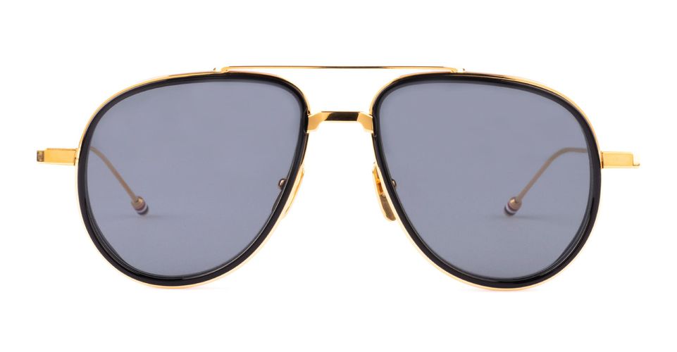 Aviator - 18k Plated / Shiny Black Sunglasses - Thom Browne - Modalova