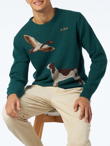 Man Crewneck Donegal Sweater With Country Dog Jacquard Print - MC2 Saint Barth - Modalova