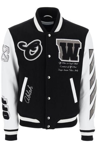 Off-White Lea Varsity Bomber Jacket - Off-White - Modalova