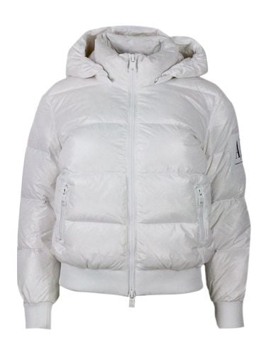 Hooded Zipped Puffer Jacket - Armani Collezioni - Modalova