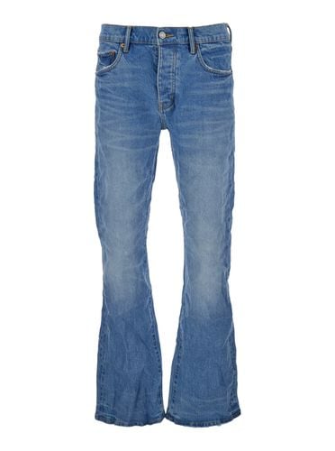 Flared Jeans With Crinkled Effect In Stretch Cotton Denim Man - Purple Brand - Modalova