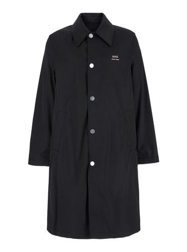 Coat With Classic Collar And Front Button Closure In Cotton Blend Man - Ami Alexandre Mattiussi - Modalova