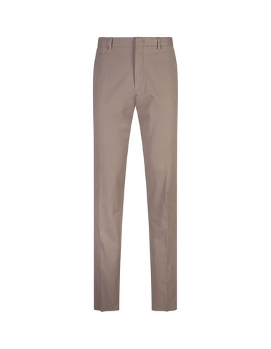 Taupe Stretch Cotton Slim Fit Trousers - Zegna - Modalova