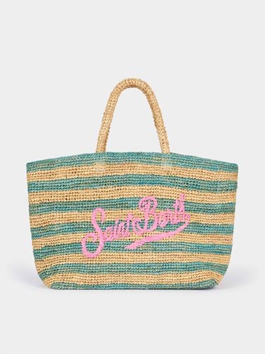 Turquoise Striped Raffia Beach Bag With Cotton Pouch - MC2 Saint Barth - Modalova