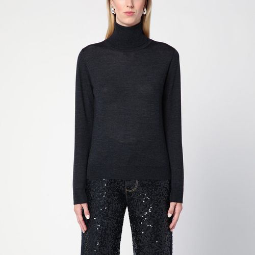 Grey Cashmere And Silk Blend Turtleneck Sweater - Parosh - Modalova