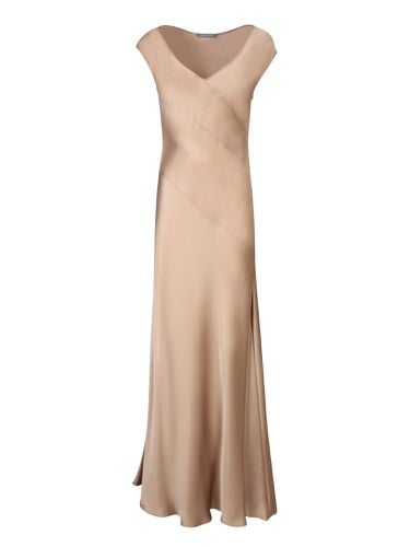 Gold Satin Long Dress - Alberta Ferretti - Modalova