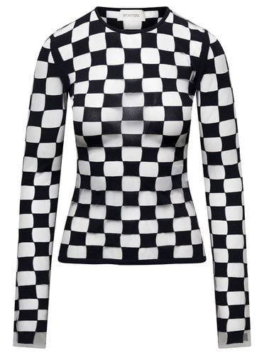 Top With Extra Long Sleeves And Checkerboard Effect In Trasparent Yarn Intersias Woman - SportMax - Modalova