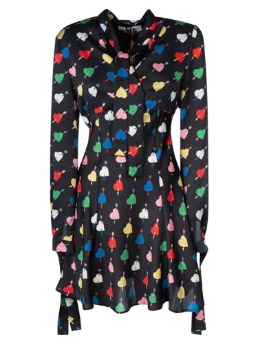 Mini Dress With arrowed Heart Print Motif - MSGM - Modalova