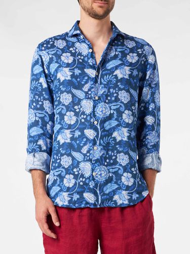 Man Linen Pamplona Shirt With Flower Print - MC2 Saint Barth - Modalova