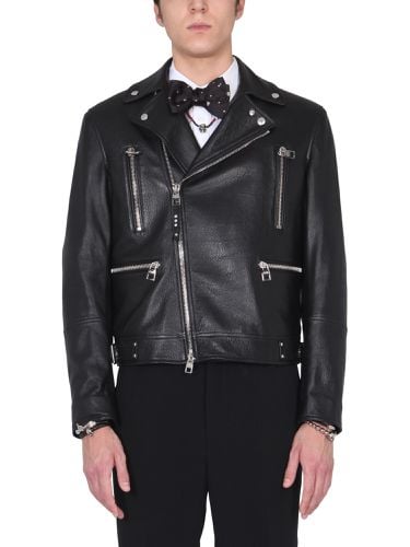 Leather Biker Jacket - Alexander McQueen - Modalova