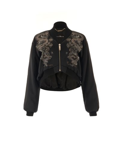 Cropped Bomber Jacket With Zip - John Richmond - Modalova