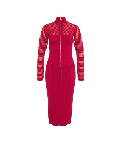 Herringbone Pattern Midi Dress - Elisabetta Franchi - Modalova