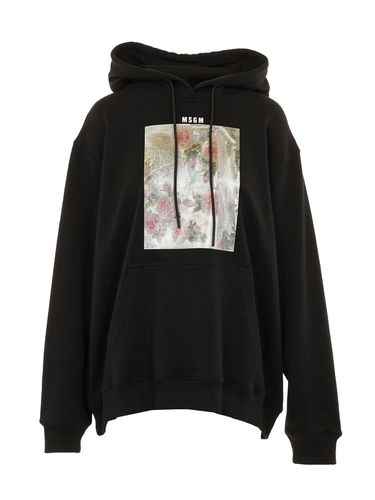 Graphic Printed Drawstring Hoodie - MSGM - Modalova