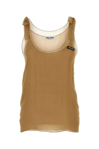 Miu Miu Camel Chiffon Tank Top - Miu Miu - Modalova