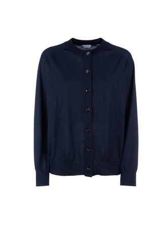 Blue Stretch Linen Blend Cardigan - Bottega Veneta - Modalova