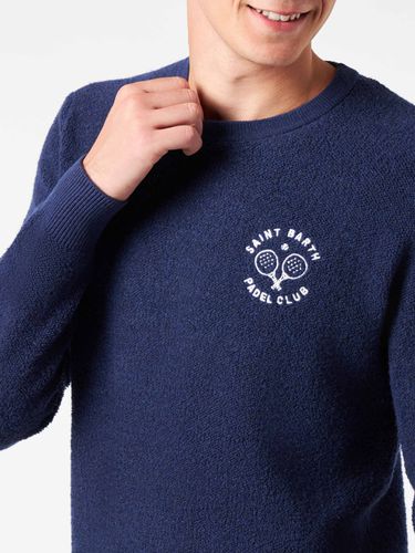 Man Crewneck Bluette Bouclé Sweater With Saint Barth Padel Club Embroidery - MC2 Saint Barth - Modalova