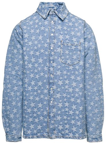 Light Blue Long Sleeve Shirt With All-over Star Print In Cotton Denim - ERL - Modalova