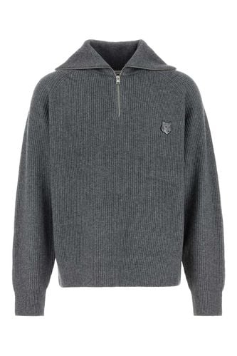 Dark Grey Wool Blend Sweater - Maison Kitsuné - Modalova