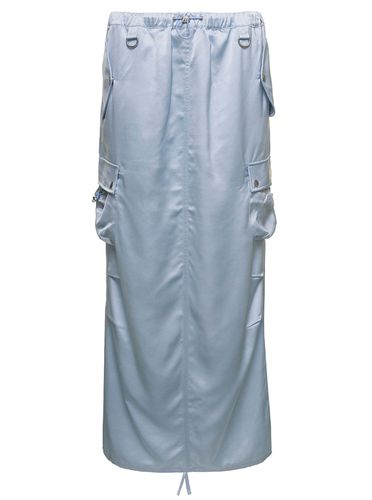 Light Blue Cargo Skirt With Drawsrtring In Satin Viscose Woman - Coperni - Modalova