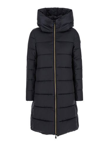 Lysa Long Down Jacket With Logo Detail In Shiny Fabric Woman - Save the Duck - Modalova