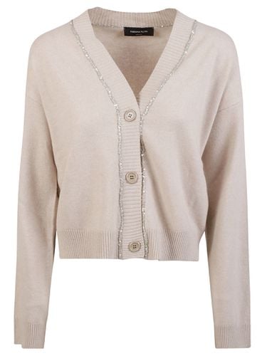 Rib Trim Embellished Cardigan - Fabiana Filippi - Modalova