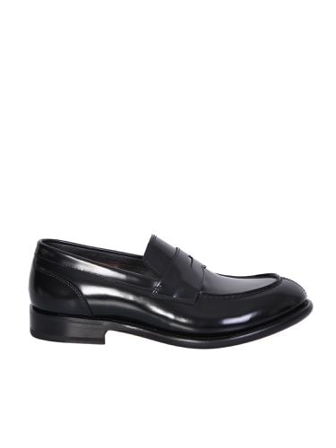 Santoni Black Leather Loafer - Santoni - Modalova