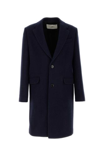 Midnight Blue Wool Coat - Ami Alexandre Mattiussi - Modalova