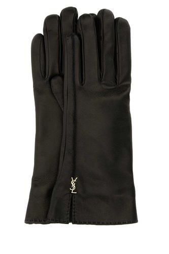 Leather Cassandre Gloves - Saint Laurent - Modalova